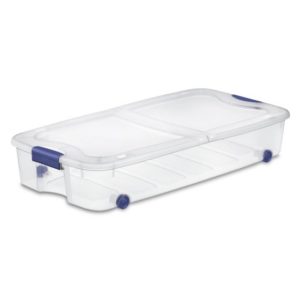 under-bed rolling plastic container