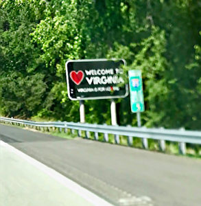 Milestones: Welcome to Virginia sign