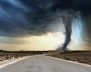 tornado on country road