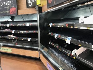 empty meat department shelves