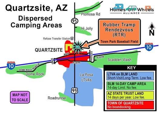 Dispersed Camping around Quartzsite map